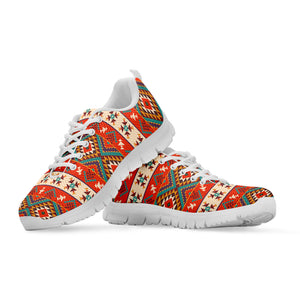 Geometric Native Pendleton Navajo Print White Sneakers