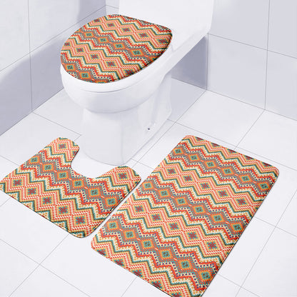 Geometric Navajo Pattern Print 3 Piece Bath Mat Set