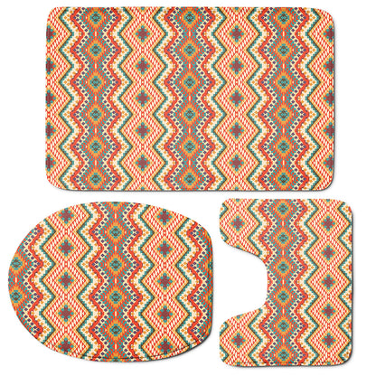 Geometric Navajo Pattern Print 3 Piece Bath Mat Set