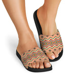 Geometric Navajo Pattern Print Black Slide Sandals