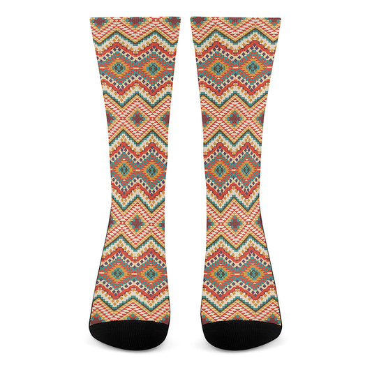 Geometric Navajo Pattern Print Crew Socks