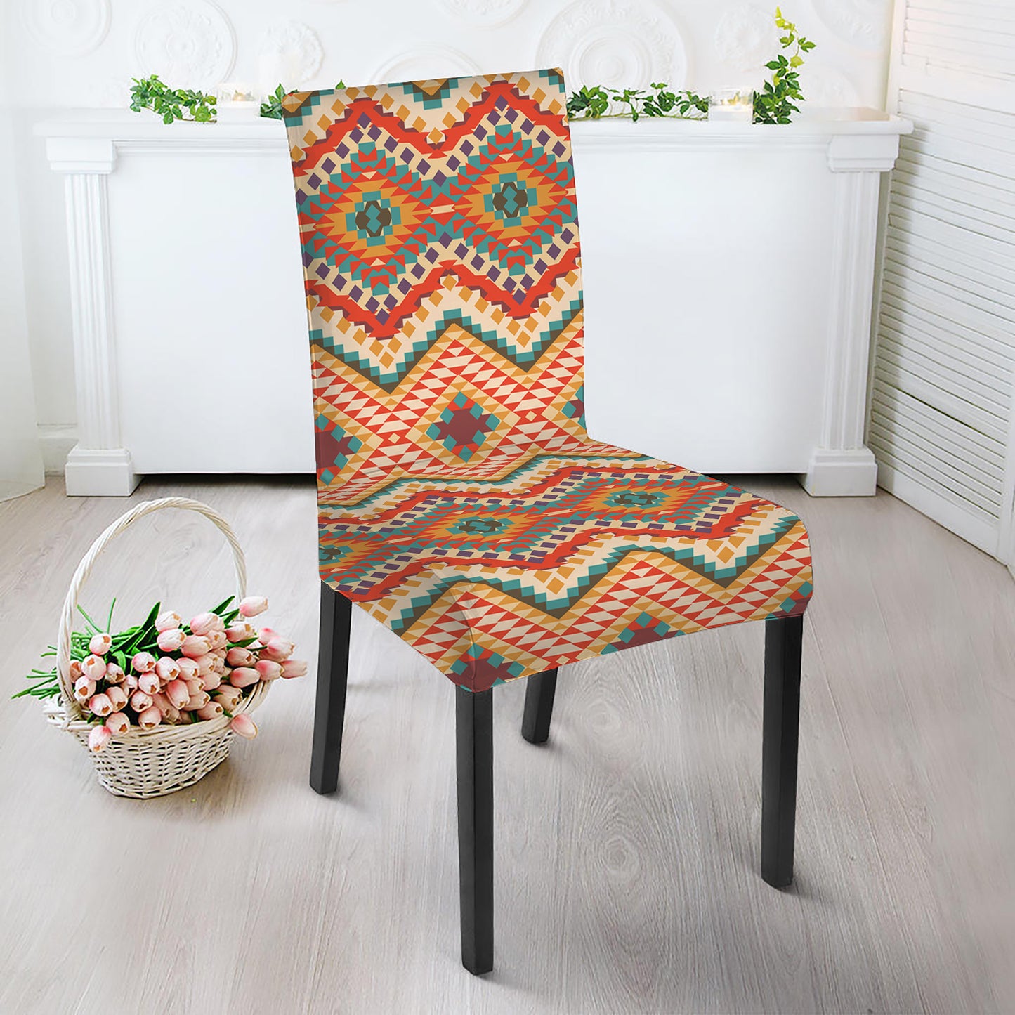 Geometric Navajo Pattern Print Dining Chair Slipcover