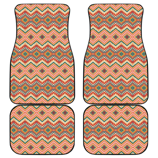 Geometric Navajo Pattern Print Front and Back Car Floor Mats