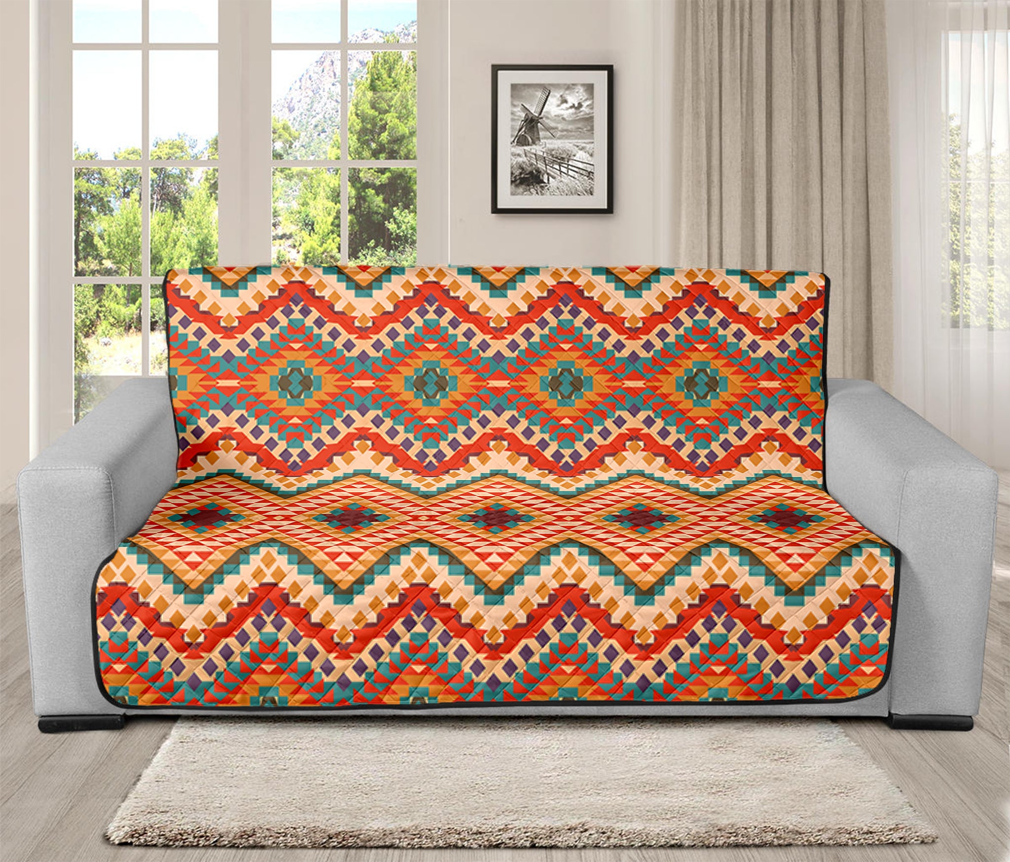 Geometric Navajo Pattern Print Futon Protector