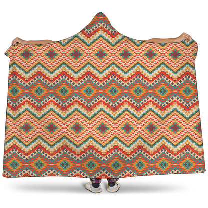 Geometric Navajo Pattern Print Hooded Blanket