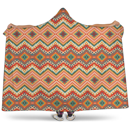 Geometric Navajo Pattern Print Hooded Blanket