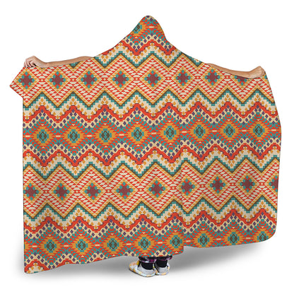 Geometric Navajo Pattern Print Hooded Blanket