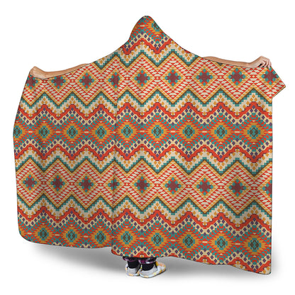 Geometric Navajo Pattern Print Hooded Blanket