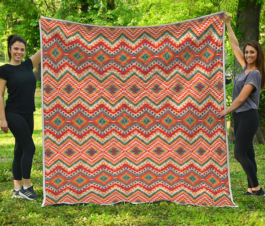 Geometric Navajo Pattern Print Quilt