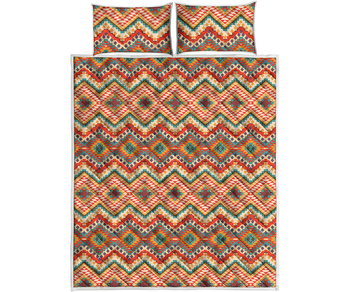 Geometric Navajo Pattern Print Quilt Bed Set