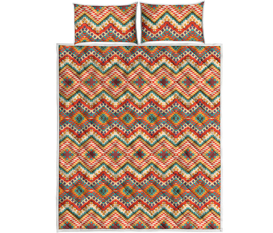 Geometric Navajo Pattern Print Quilt Bed Set