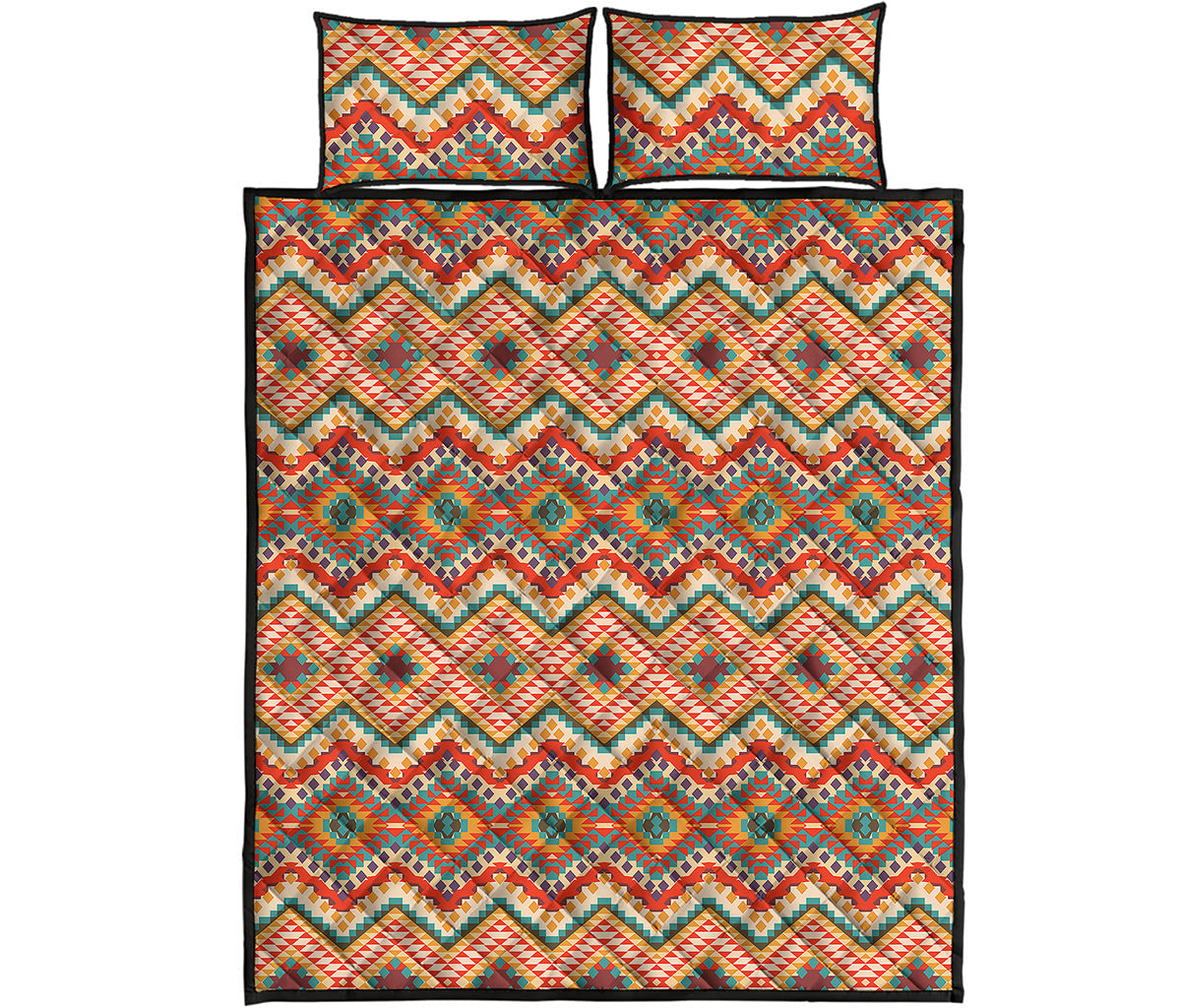 Geometric Navajo Pattern Print Quilt Bed Set