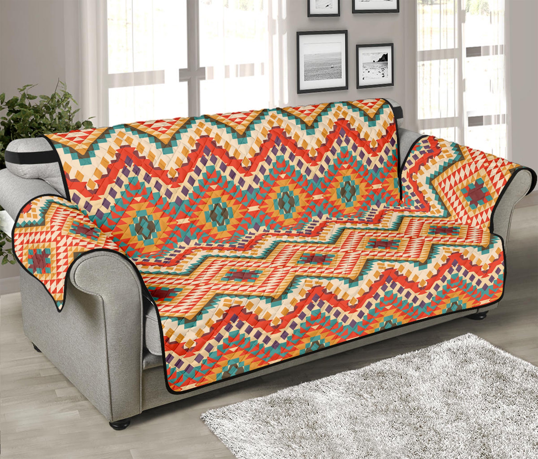 Geometric Navajo Pattern Print Sofa Protector