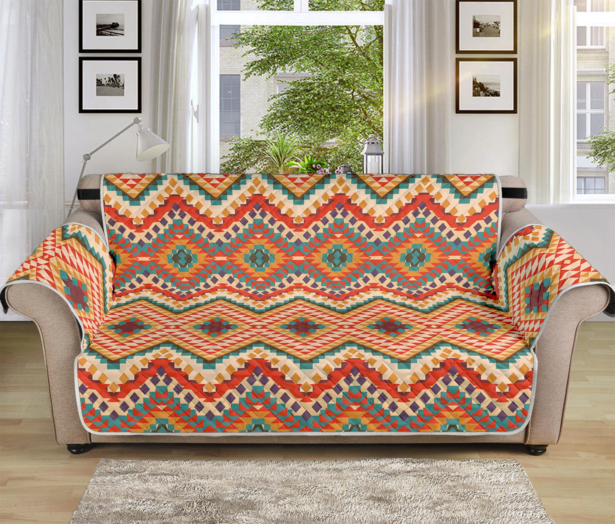 Geometric Navajo Pattern Print Sofa Protector