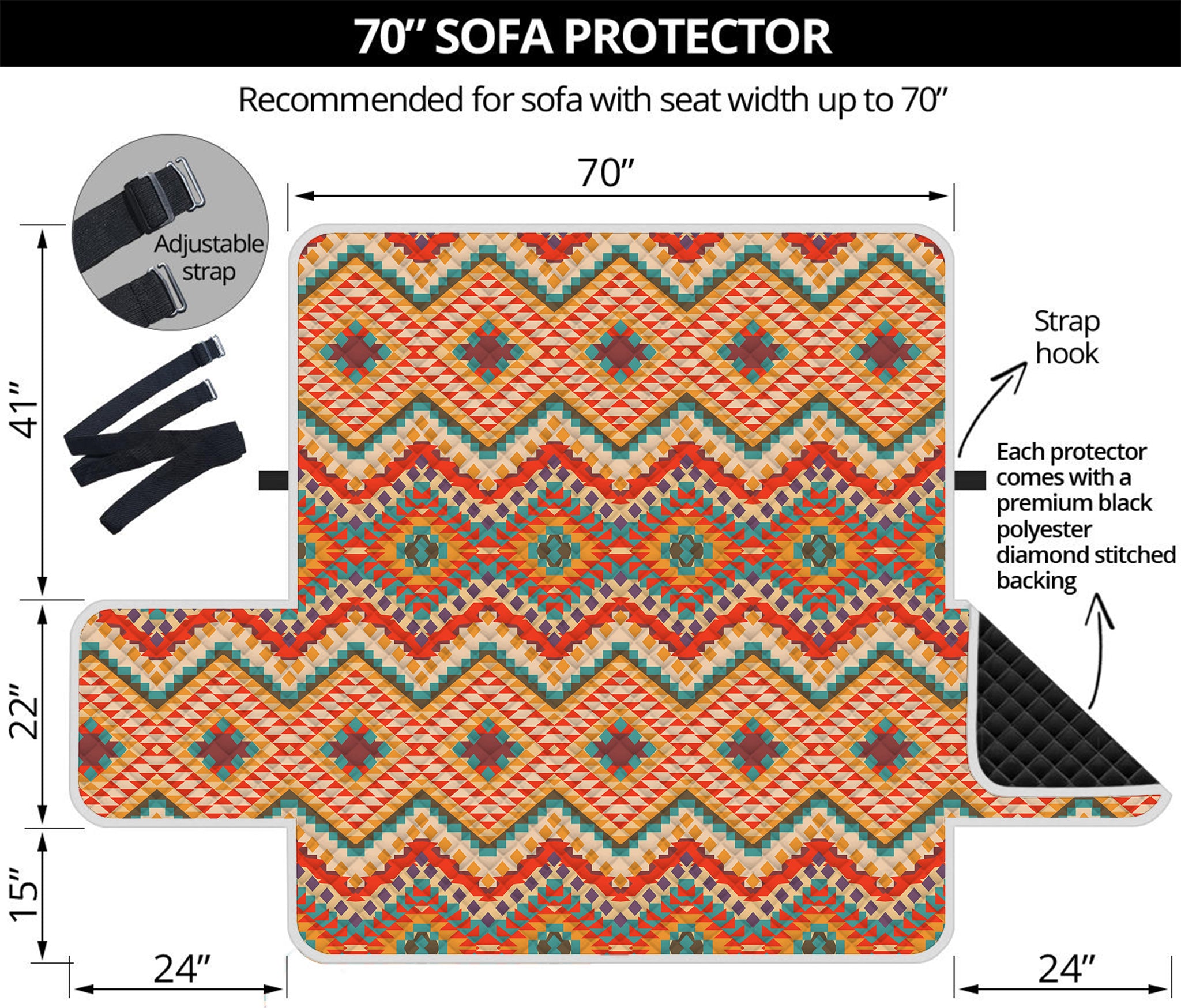 Geometric Navajo Pattern Print Sofa Protector