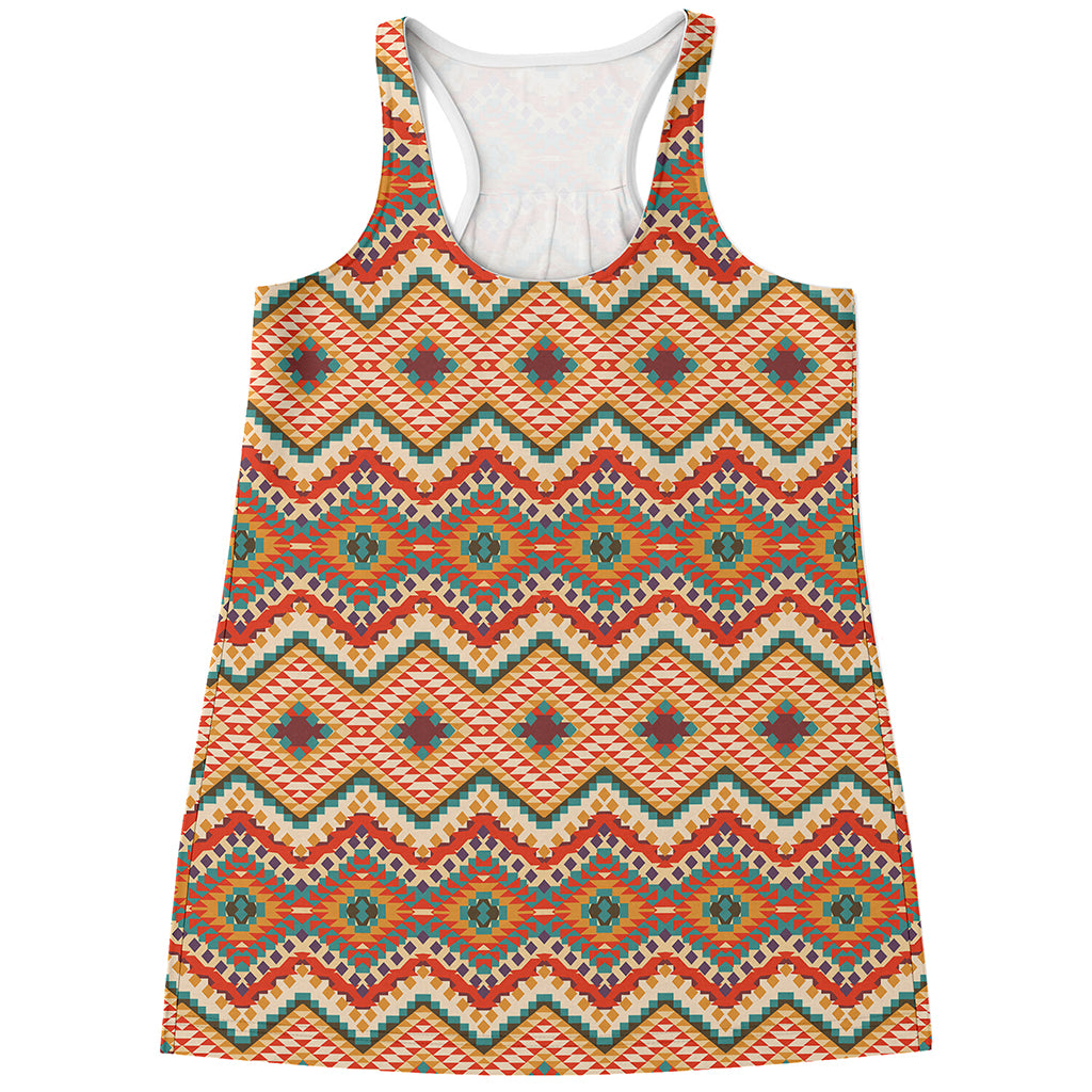 Geometric Navajo Pattern Print Women's Racerback Tank Top