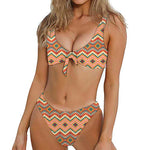 Geometric Pendleton Navajo Pattern Print Front Bow Tie Bikini