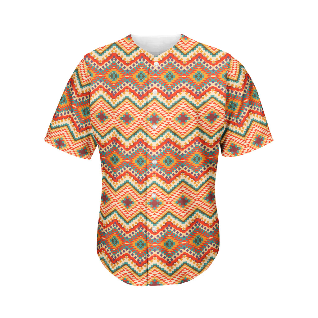 Geometric Pendleton Navajo Pattern Print Men's Baseball Jersey