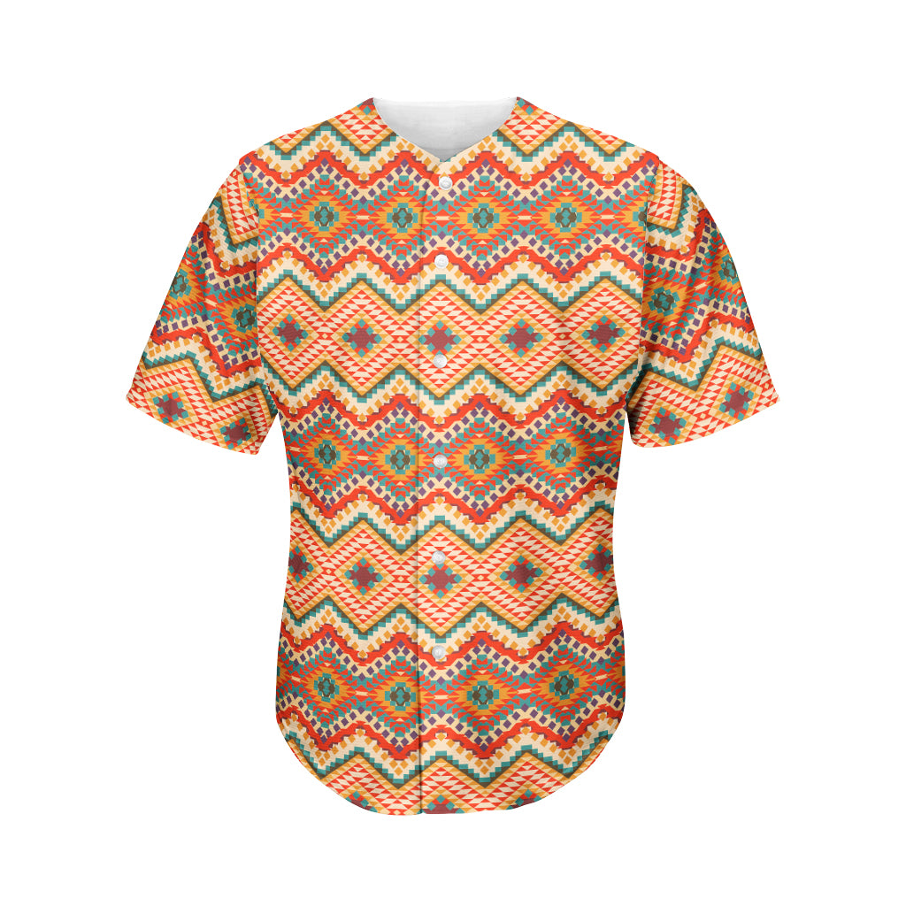 Geometric Pendleton Navajo Pattern Print Men's Baseball Jersey