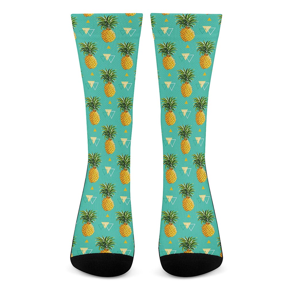 Geometric Pineapple Pattern Print Crew Socks