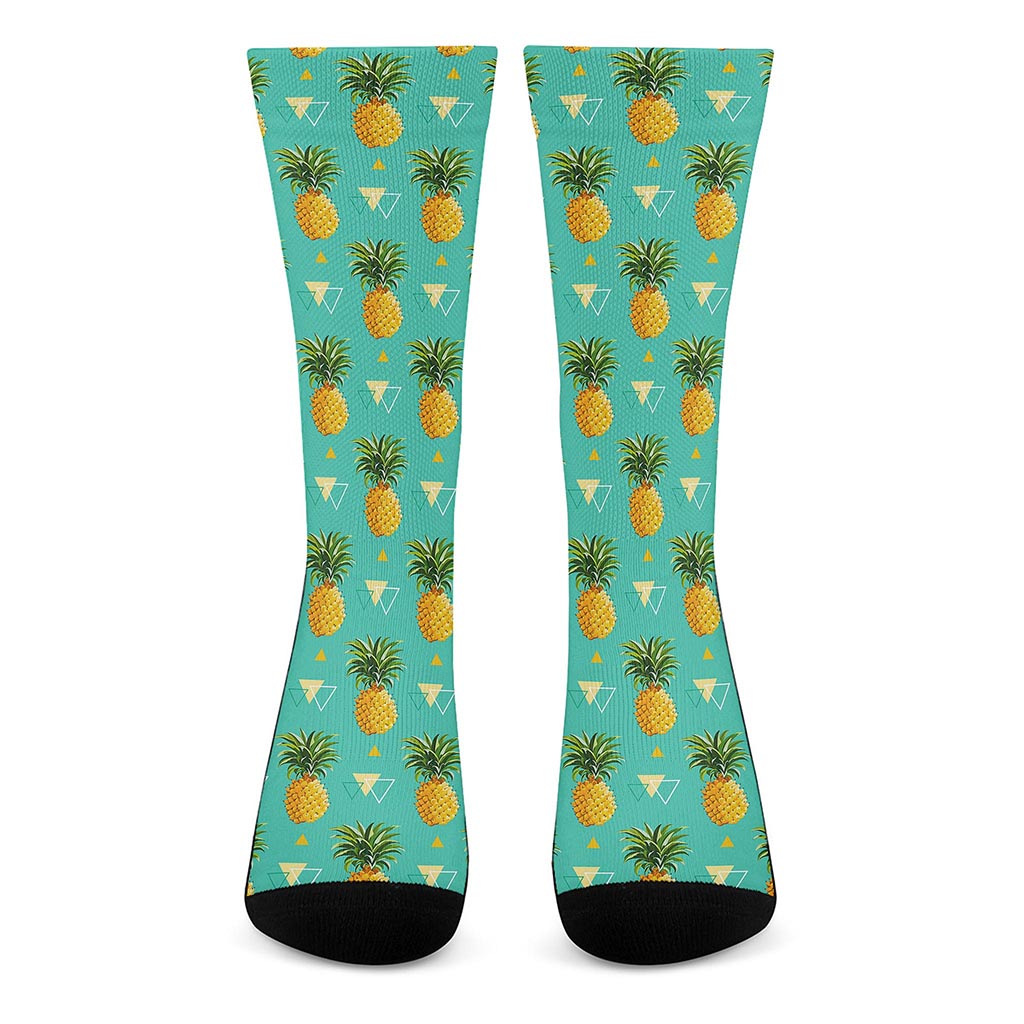 Geometric Pineapple Pattern Print Crew Socks