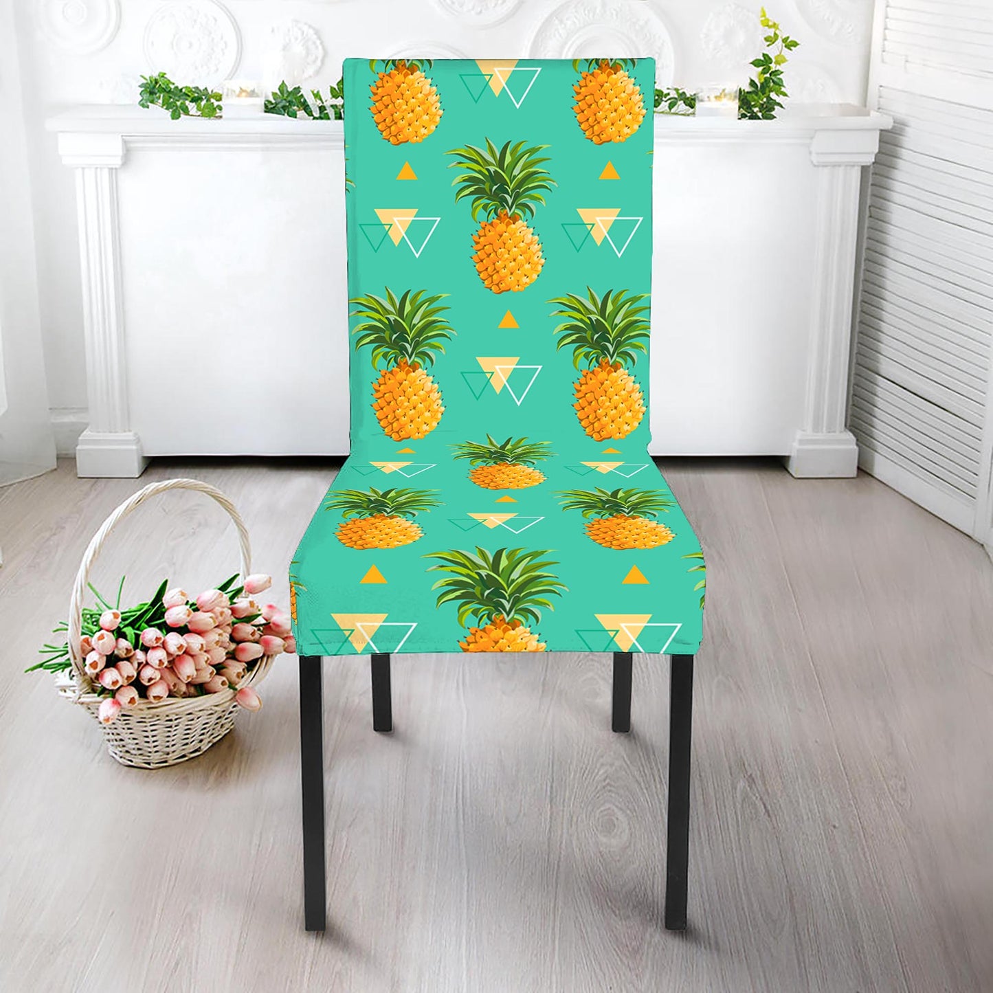 Geometric Pineapple Pattern Print Dining Chair Slipcover