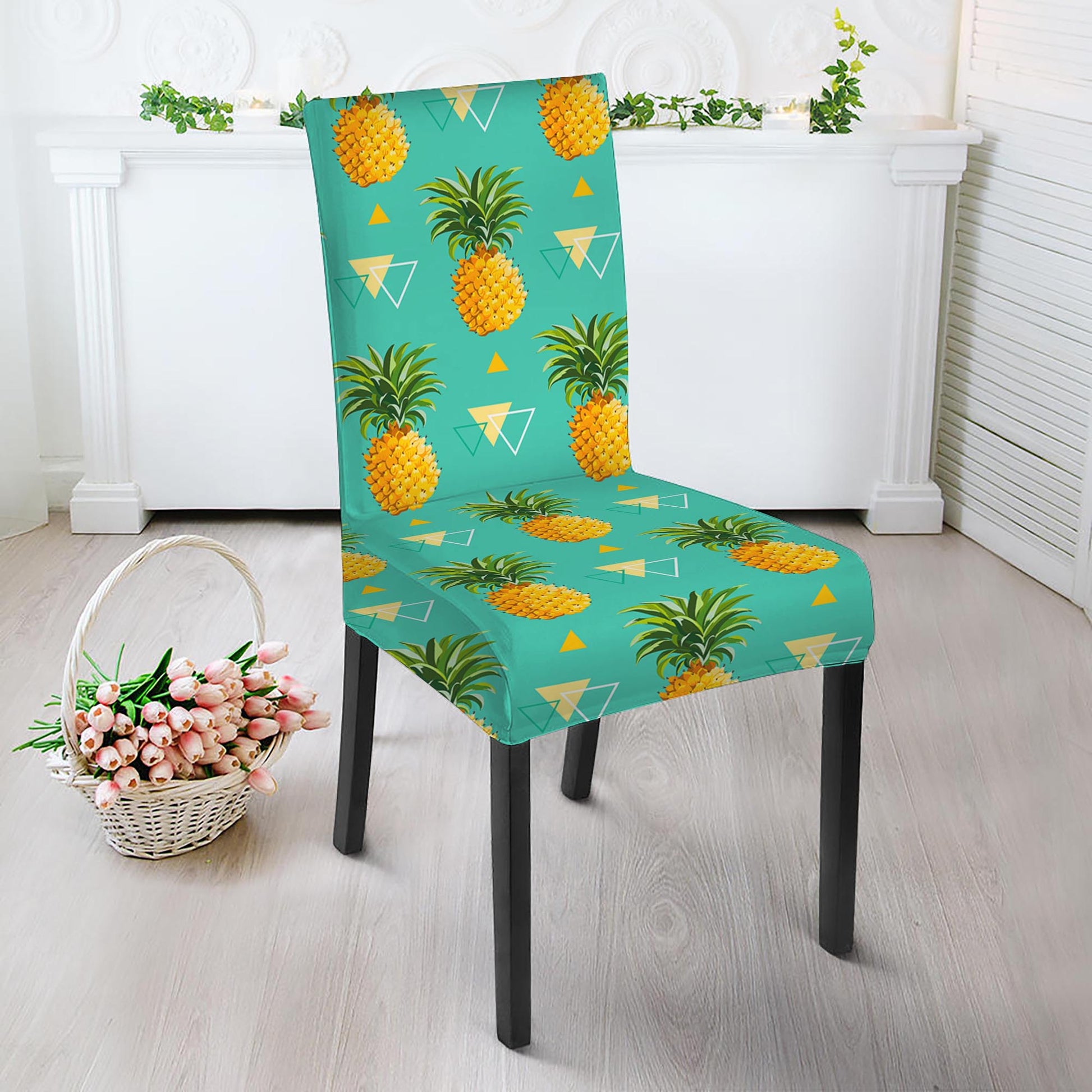 Geometric Pineapple Pattern Print Dining Chair Slipcover