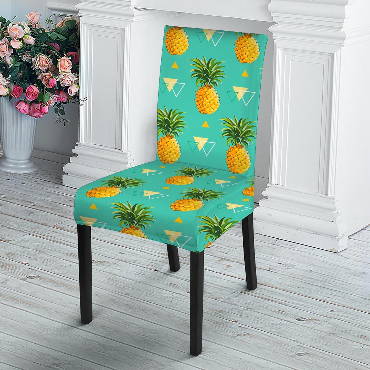 Geometric Pineapple Pattern Print Dining Chair Slipcover