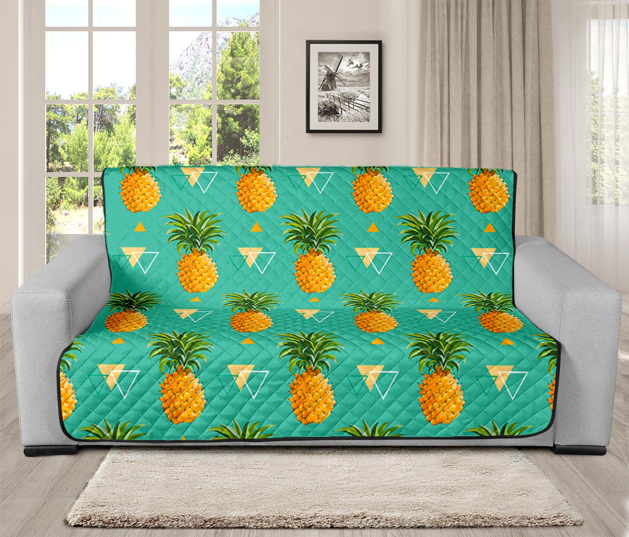 Geometric Pineapple Pattern Print Futon Protector