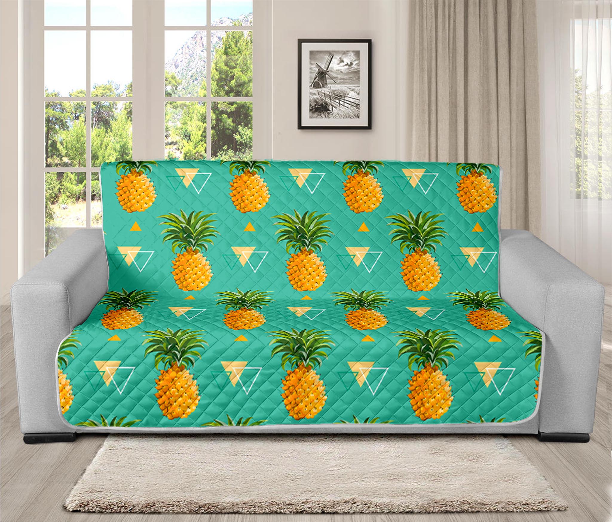 Geometric Pineapple Pattern Print Futon Protector