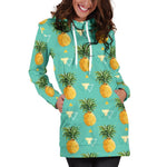 Geometric Pineapple Pattern Print Hoodie Dress GearFrost