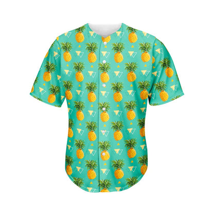 Geometric Pineapple Pattern Print Men's Baseball Jersey