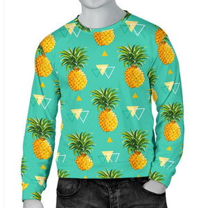 Geometric Pineapple Pattern Print Men's Crewneck Sweatshirt GearFrost