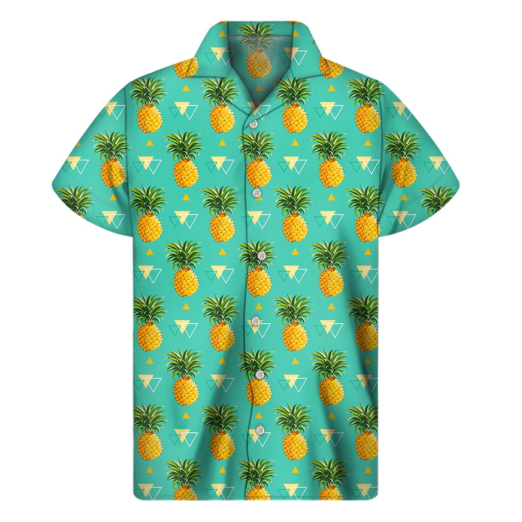 Geometric Pineapple Pattern Print Men's Short Sleeve Shirt