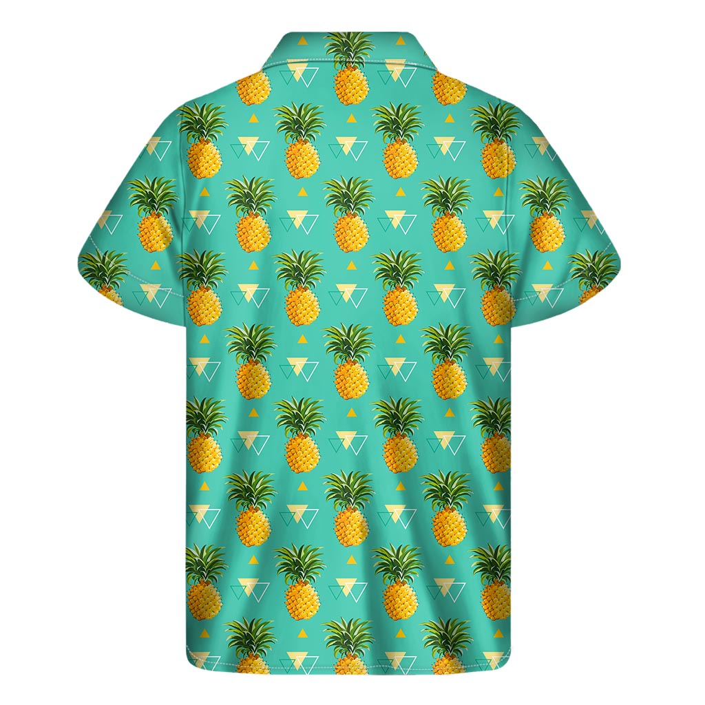Geometric Pineapple Pattern Print Men's Short Sleeve Shirt