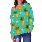 Geometric Pineapple Pattern Print Off Shoulder Sweatshirt GearFrost