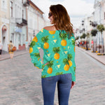 Geometric Pineapple Pattern Print Off Shoulder Sweatshirt GearFrost