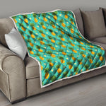 Geometric Pineapple Pattern Print Quilt