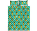 Geometric Pineapple Pattern Print Quilt Bed Set