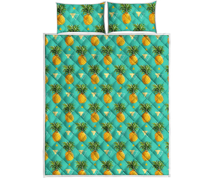 Geometric Pineapple Pattern Print Quilt Bed Set