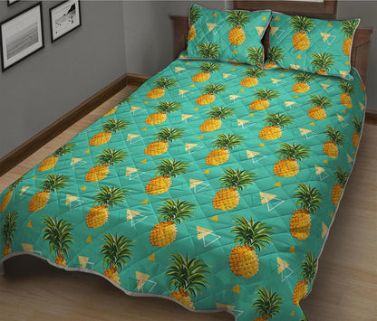 Geometric Pineapple Pattern Print Quilt Bed Set
