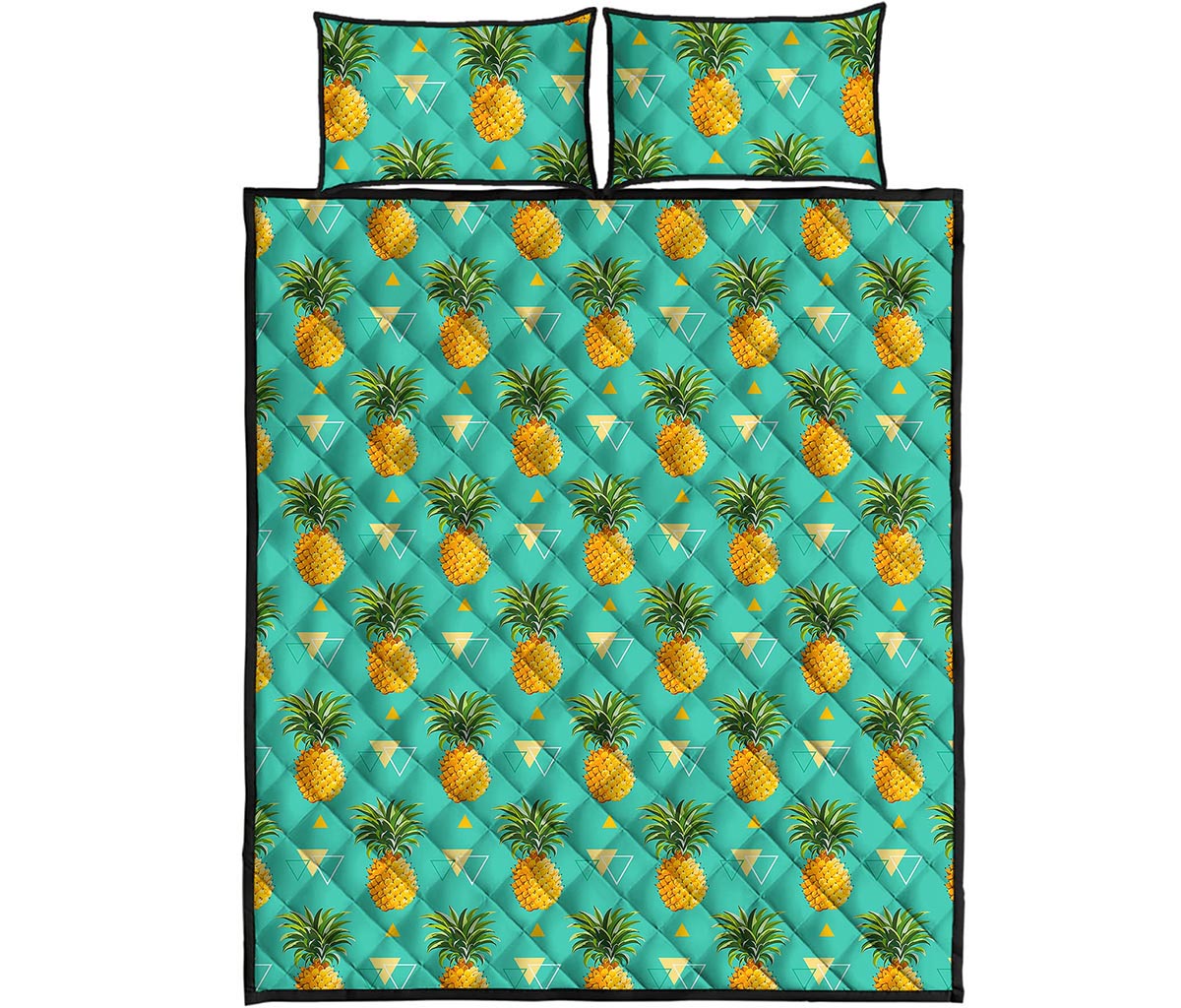 Geometric Pineapple Pattern Print Quilt Bed Set