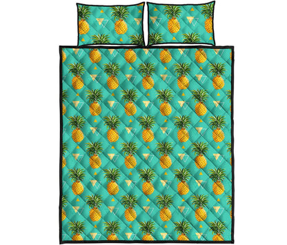 Geometric Pineapple Pattern Print Quilt Bed Set