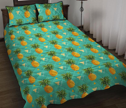 Geometric Pineapple Pattern Print Quilt Bed Set