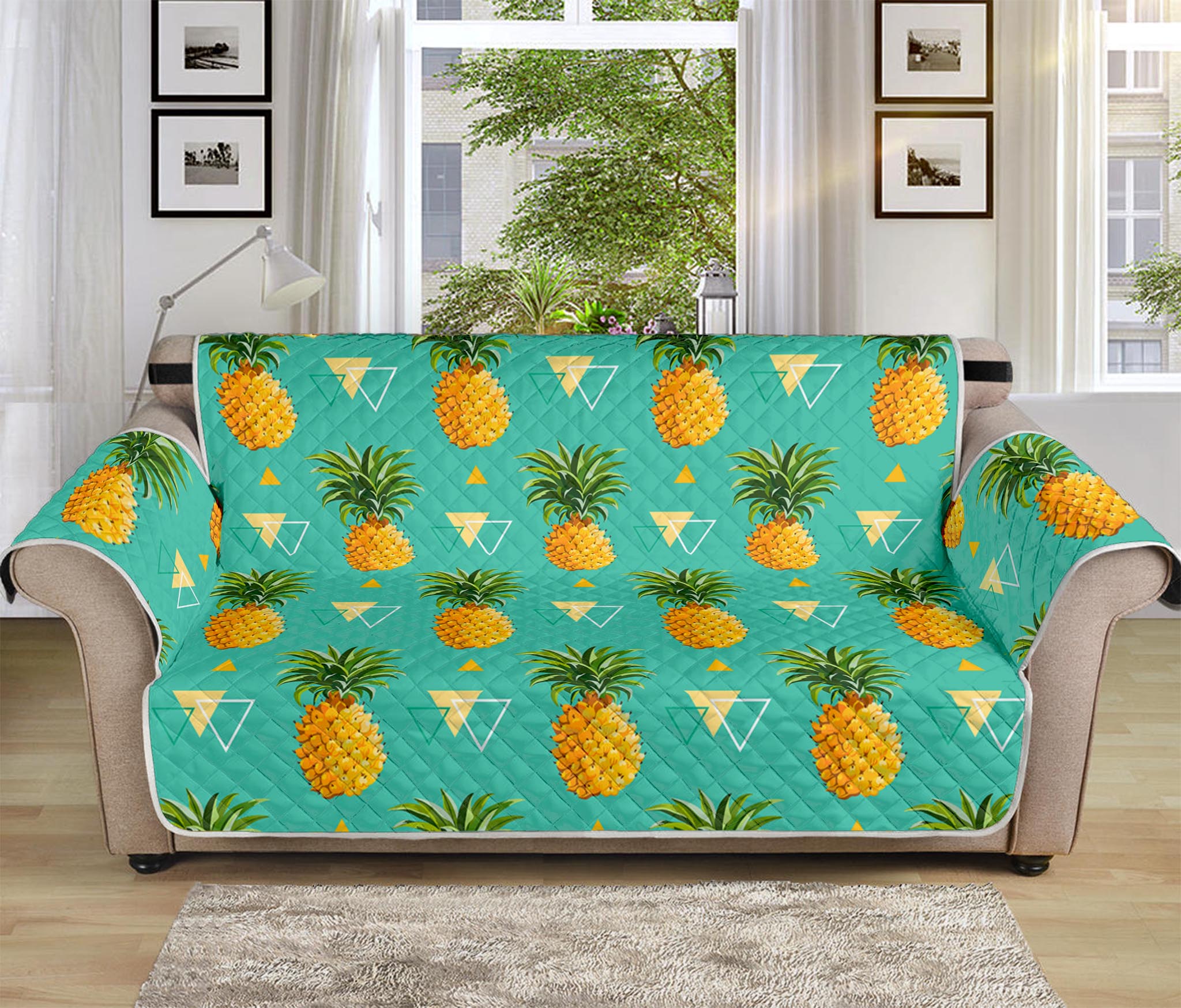 Geometric Pineapple Pattern Print Sofa Protector