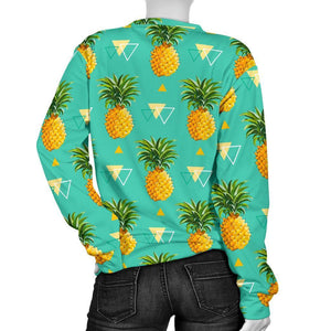 Geometric Pineapple Pattern Print Women's Crewneck Sweatshirt GearFrost