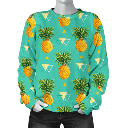 Geometric Pineapple Pattern Print Women's Crewneck Sweatshirt GearFrost