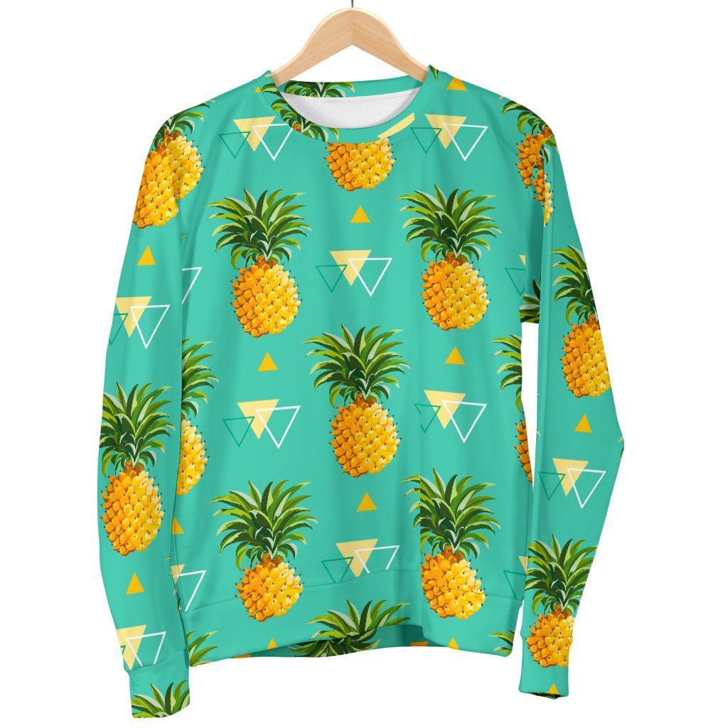 Geometric Pineapple Pattern Print Women's Crewneck Sweatshirt GearFrost