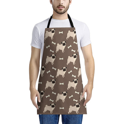Geometric Pug Pattern Print Apron