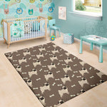 Geometric Pug Pattern Print Area Rug